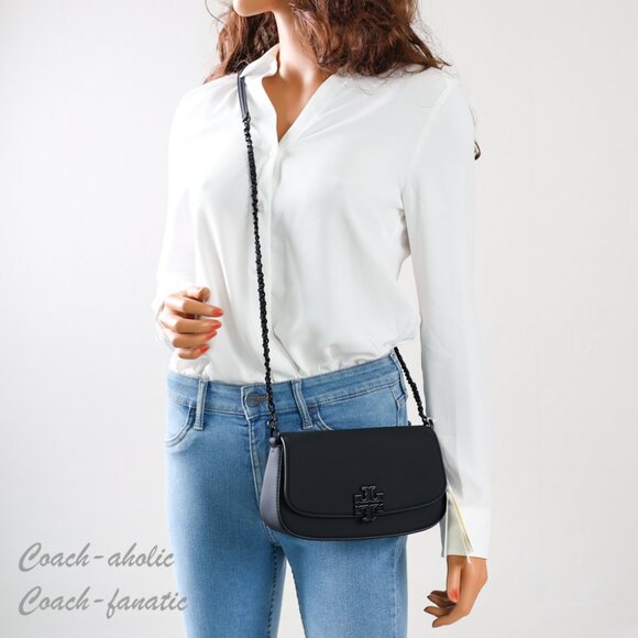NWT Tory Burch Britten Matte Convertible Crossbody in Black - Picture 2 of 13